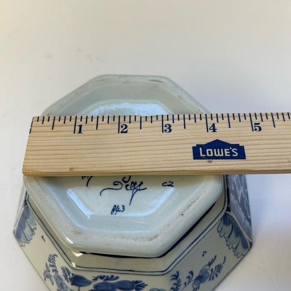 RARE/Royal Delft(Porceleyne Fles) Octagonal Bowl /Dutch Blue-White/Hand Painted - Picture 8 of 10